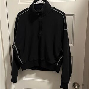 Athleta Black crop Quarter-Zip Pullover